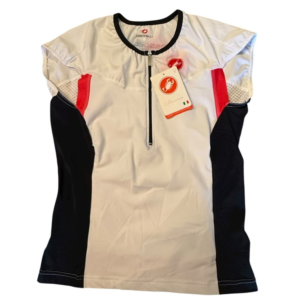 Castillo Women's Large White and Black Cycling Shirt NWT